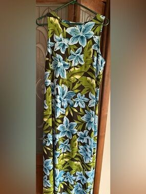 Style & Co Collection Women's Large Floral Dress green/blue/black, sleeveless